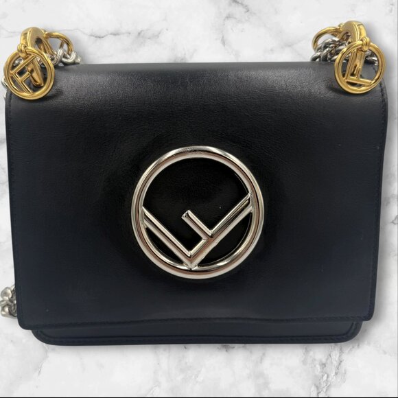 Fendi F Logo Kan I Leather Two Way Bag - Picture 3 of 12